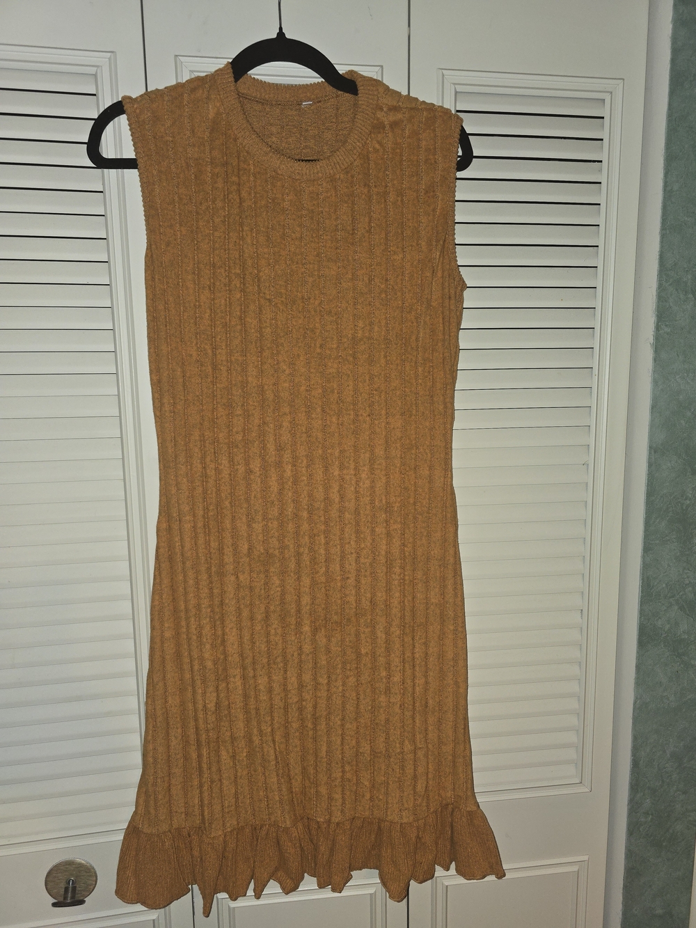 Sleeveless Ribbed Knit Dress in Mustard
